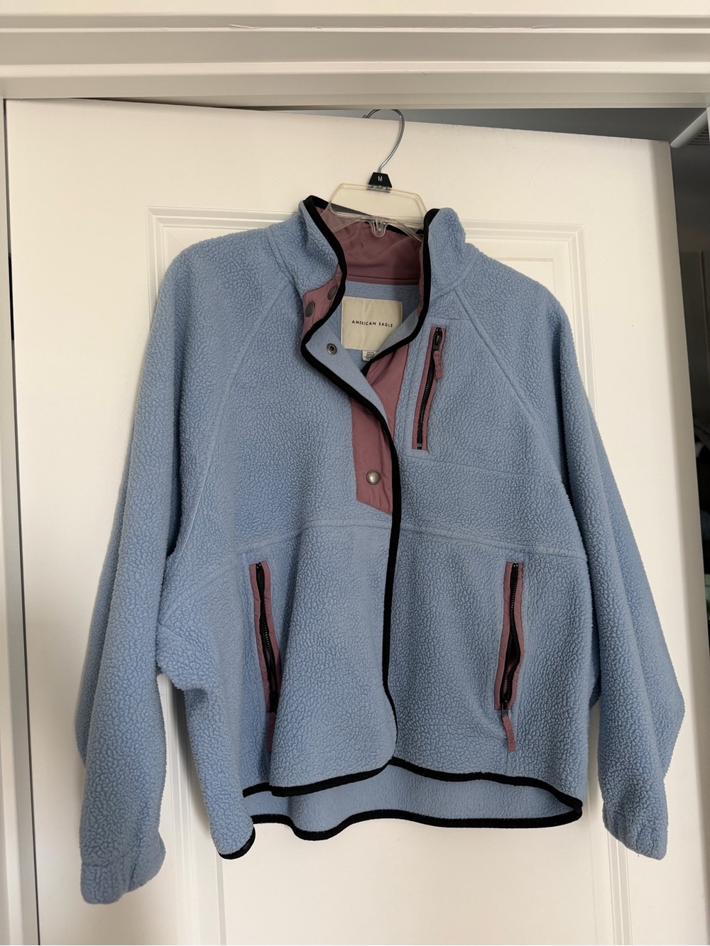 American Eagle Light Blue Fleece Pullover